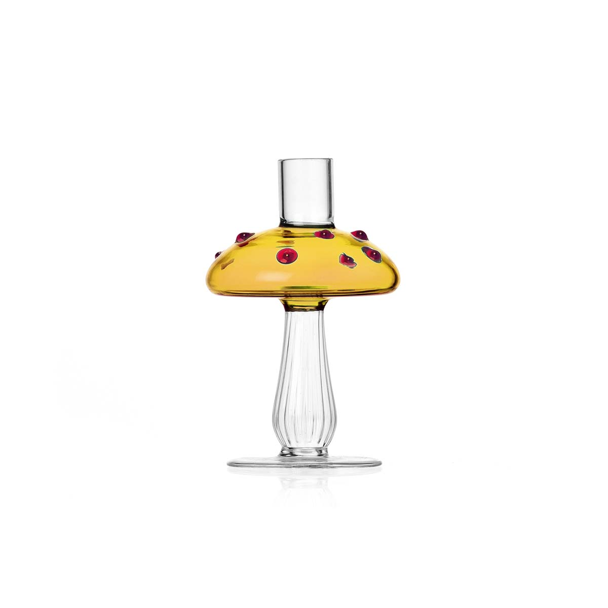 ALICE Candle holder Amber Mushroom-red dots