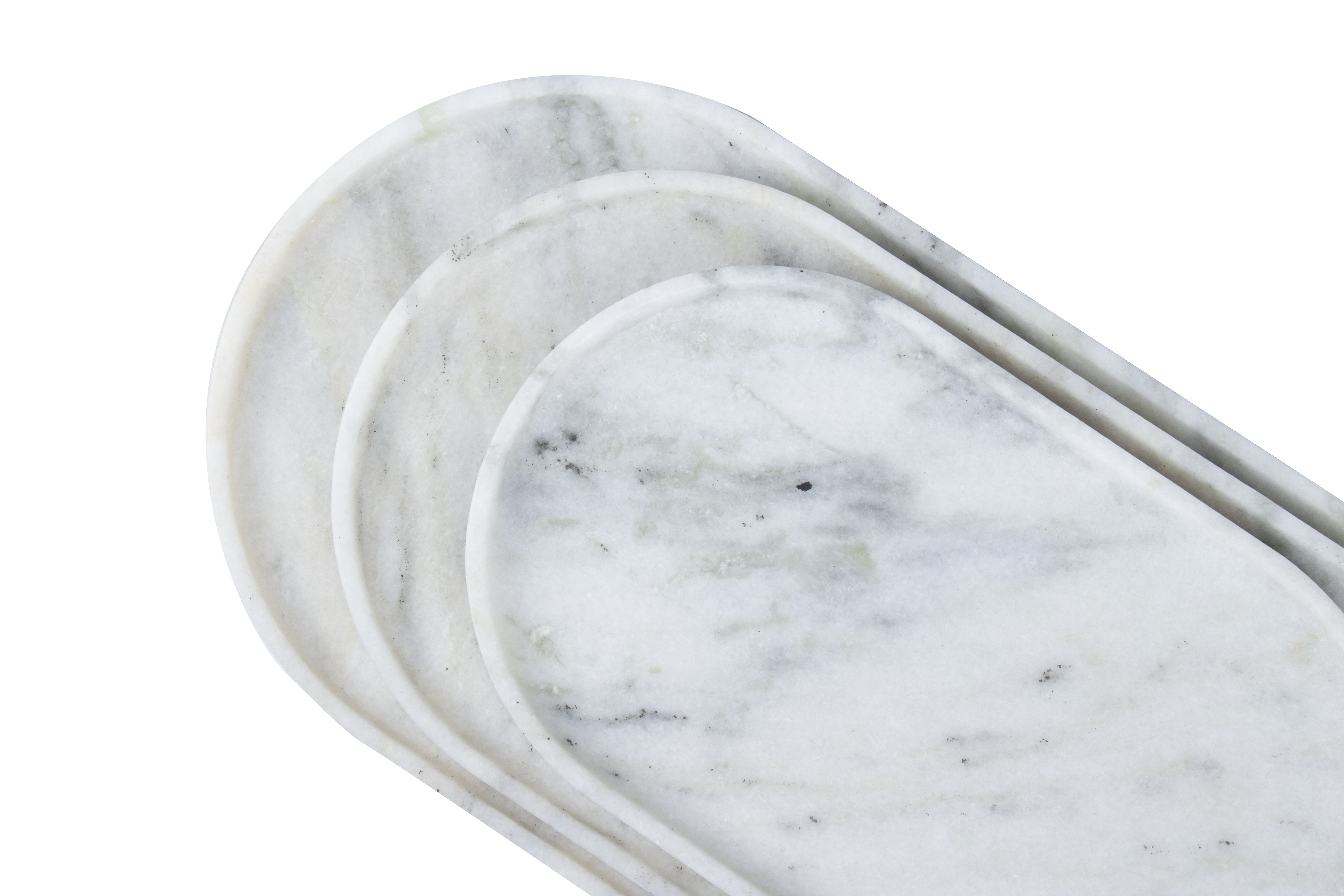 indian white carara stone oval tray