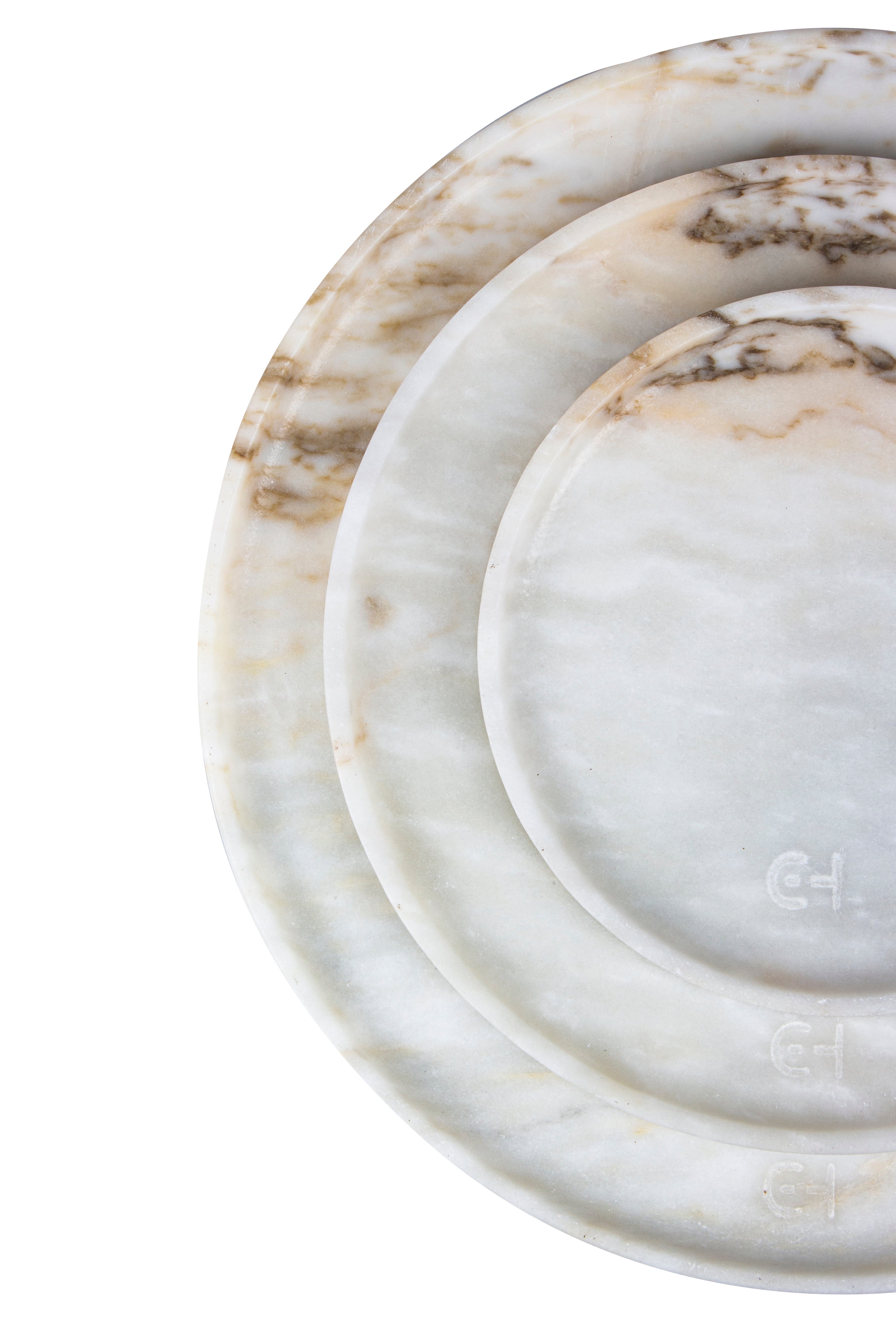 golden statuario stone round tray