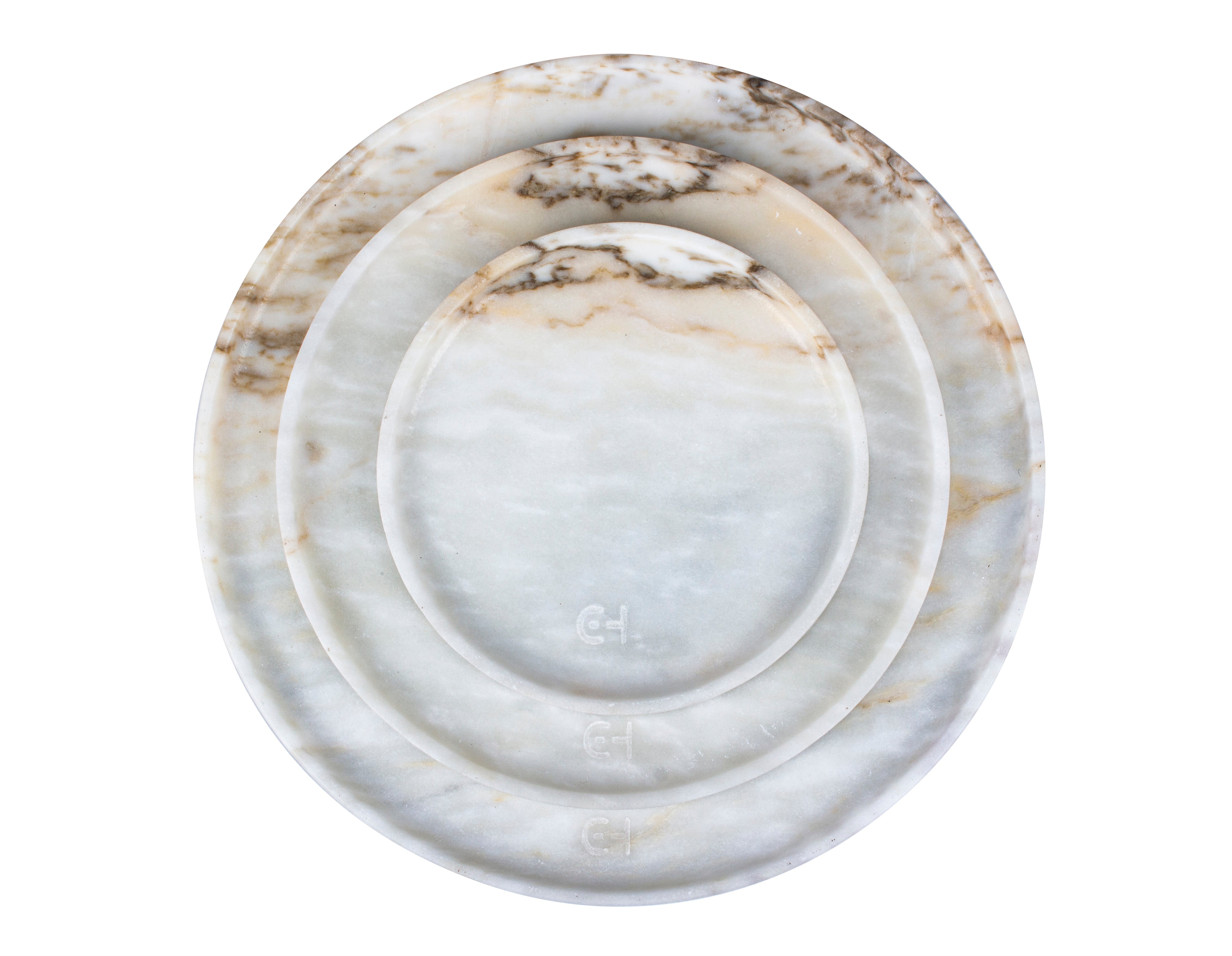 golden statuario stone round tray